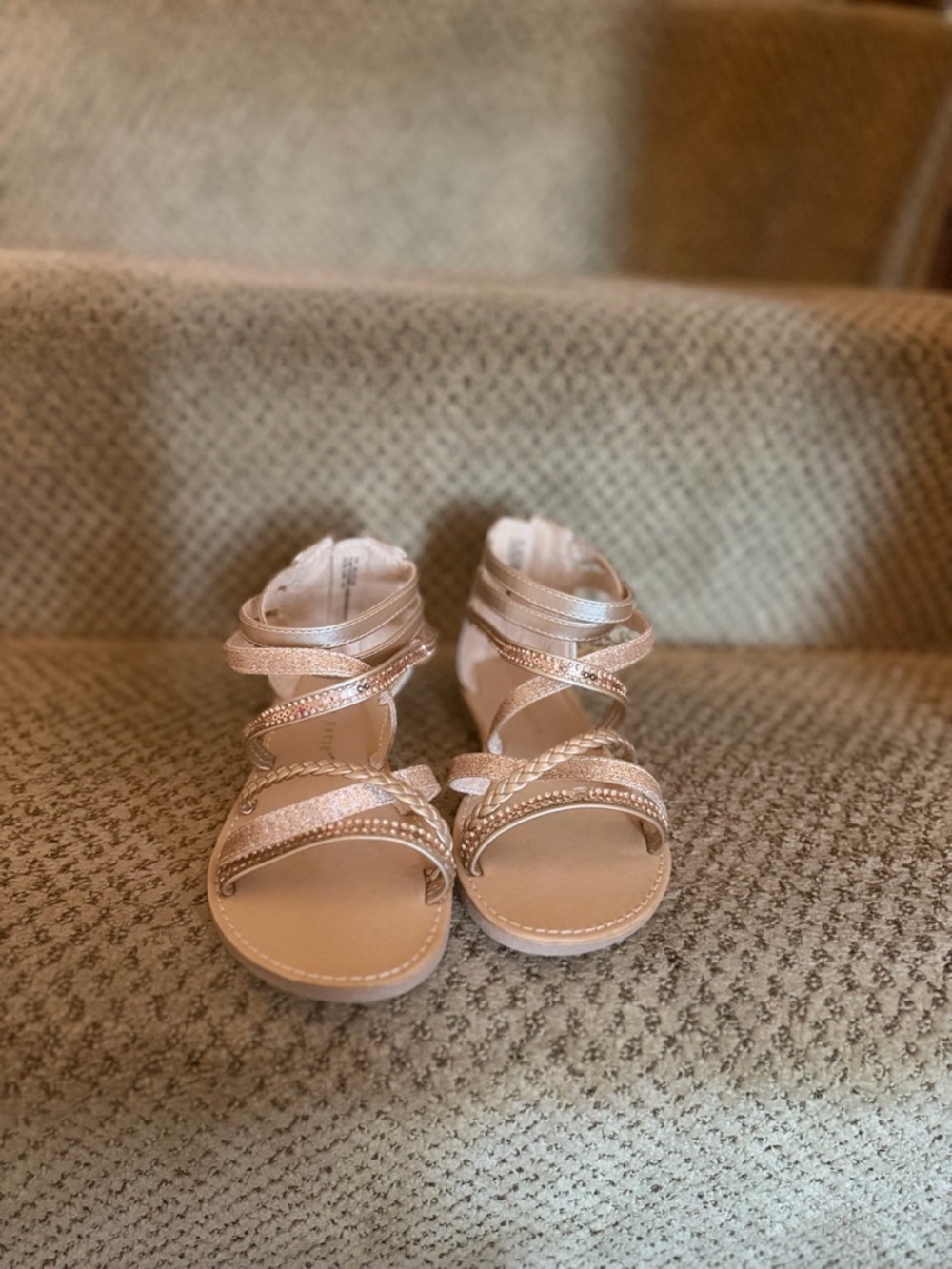 Kelly & Katie Rose Gold Glitter Strappy Girls' Sandals
